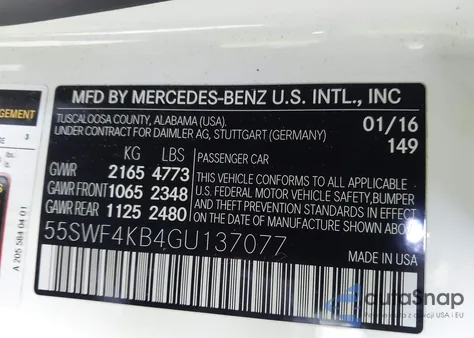 2016 Mercedes-Benz C 300 Sport 4Matic из США, поврежденный, VIN 55SWF4KB4GU137077